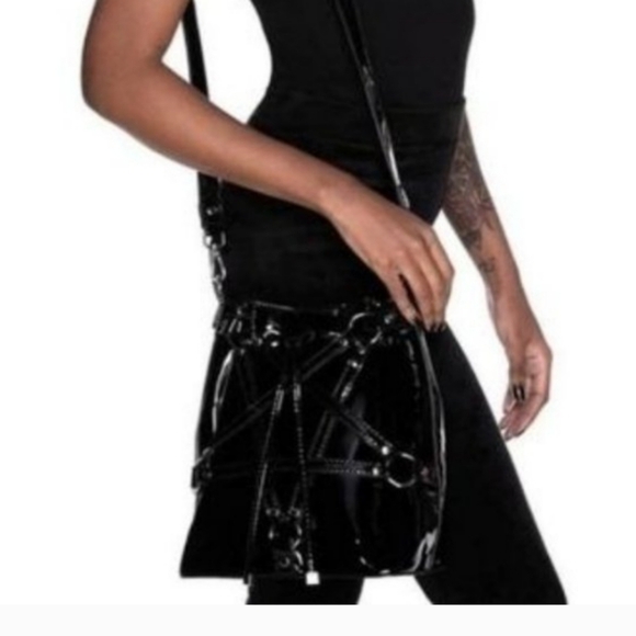 NWT Killstar Gothic Aloha From Hell Black Bucket Bag with Dustbag - Picture 4 of 10